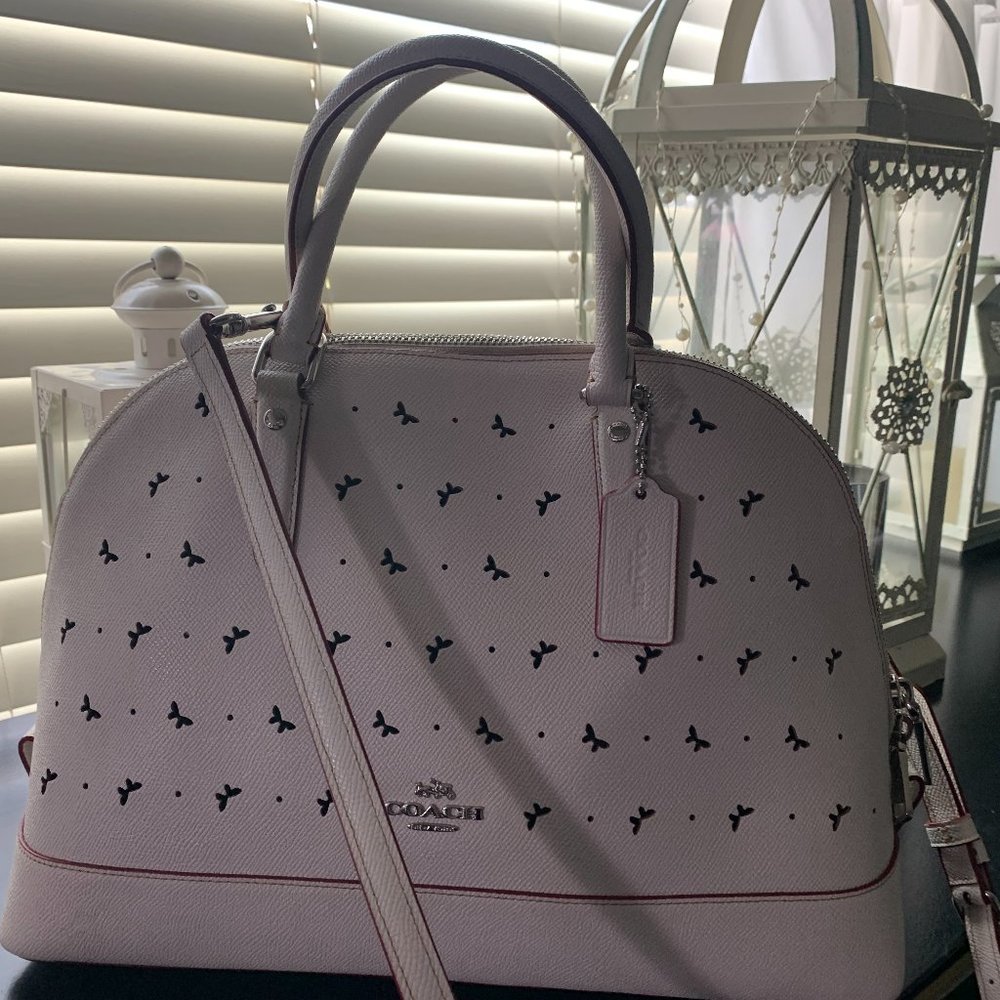 Coach F59344 Perforated Butterfly Leather Satchel Crossbody Bag